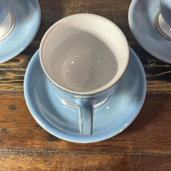 Set of 3 footed vintage Denby cups and saucers - Picture 3 of 10